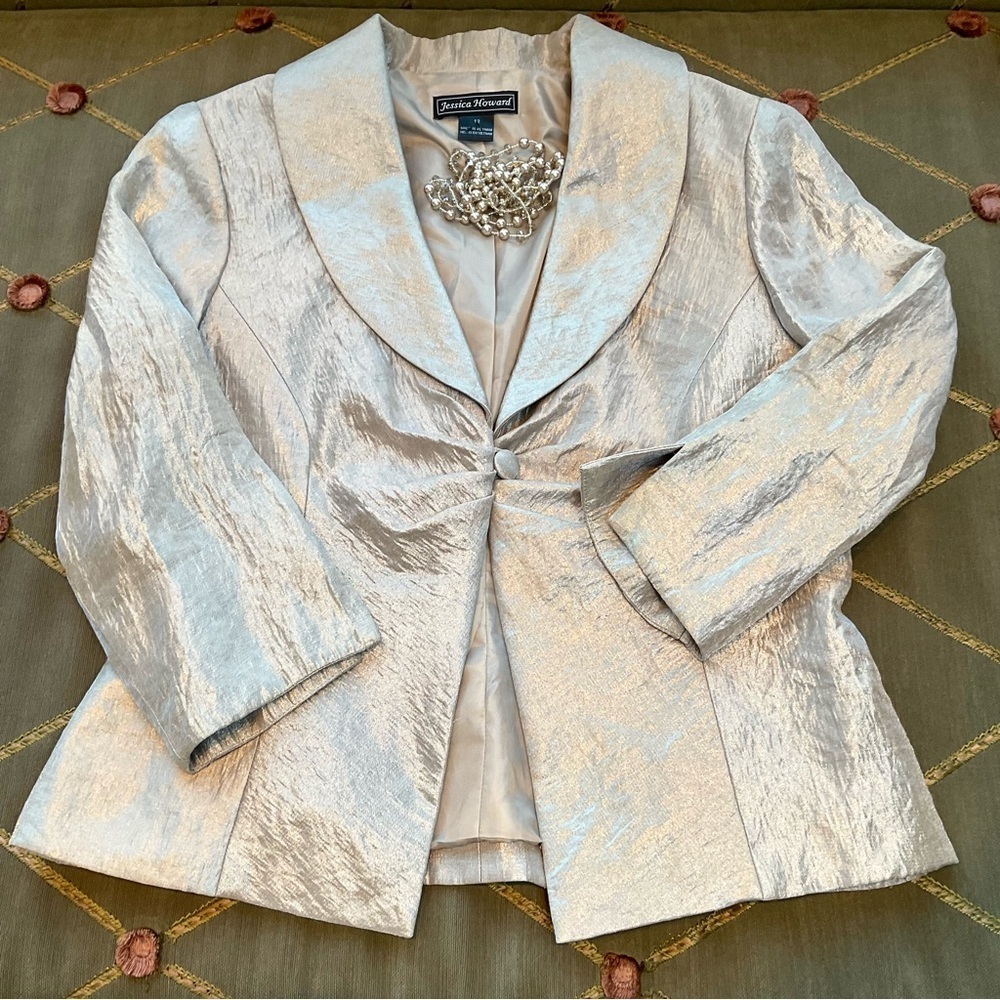 Jessica Howard Blazer Shimmery Champagne Vintage (12) - Picture 5 of 8